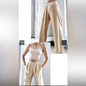 Nordstrom Preview Collection Tan sandwashed 100% silk trousers 10